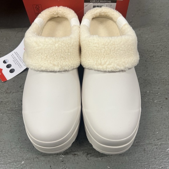 Hunter Women's Play Insulated Clogs White Willow Slip-On Waterproof Shoes Size 9 - Picture 10 of 14